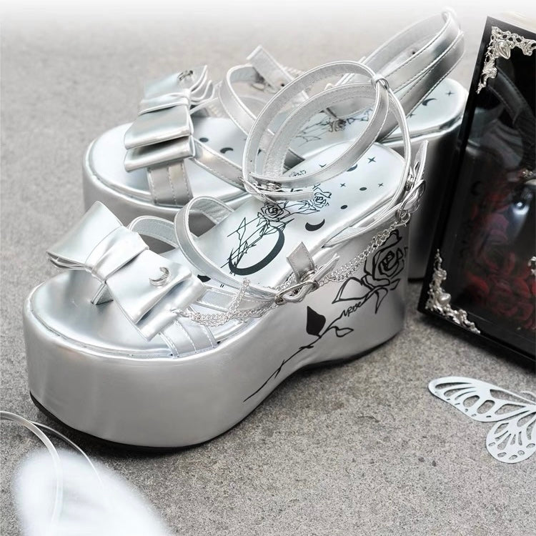 ♡ Moonlit Rose ♡ - Y2K Gothic Sandals