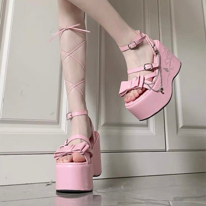 ♡ Moonlit Rose ♡ - Y2K Gothic Sandals