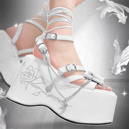 ♡ Moonlit Rose ♡ - Y2K Gothic Sandals