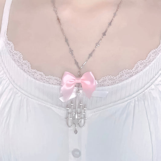 ♡ Candlestick Bow Necklace ♡