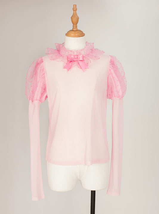 ♡ Sweet Bunny ♡ - Bubble Sleeve Tulle Shirt