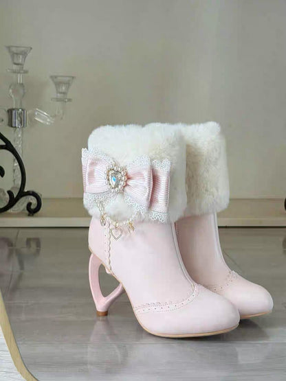 ♡ Otome Sugar ♡ - Heart Heel Ankle Boots
