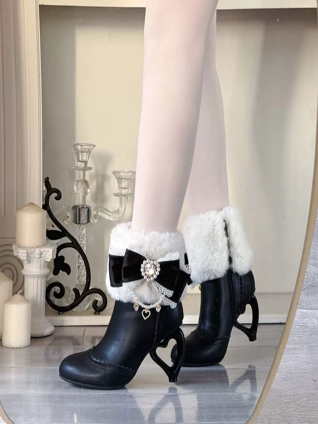 ♡ Otome Sugar ♡ - Heart Heel Ankle Boots