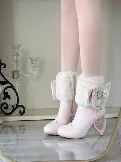 ♡ Otome Sugar ♡ - Heart Heel Ankle Boots