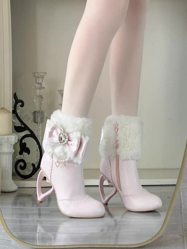♡ Otome Sugar ♡ - Heart Heel Ankle Boots