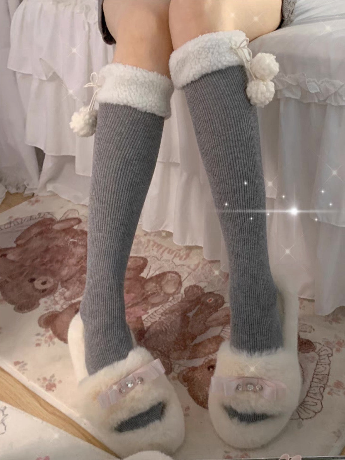 Fluffy thigh highs best sale