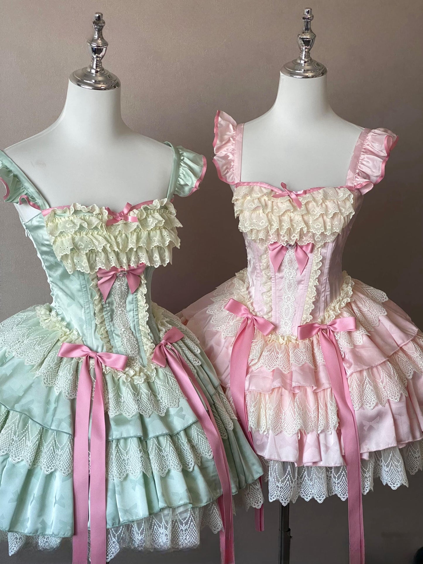 Sweet Mint Strawberry Candy Bow Ballet Rococo Dress