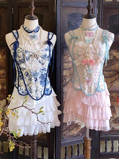 Golden Canary Eastern Rococo Chinoiserie Romance Dress Set