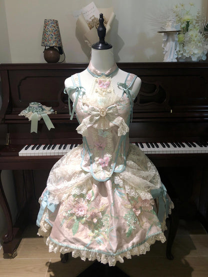 Golden Canary Eastern Rococo Chinoiserie Romance Dress Set