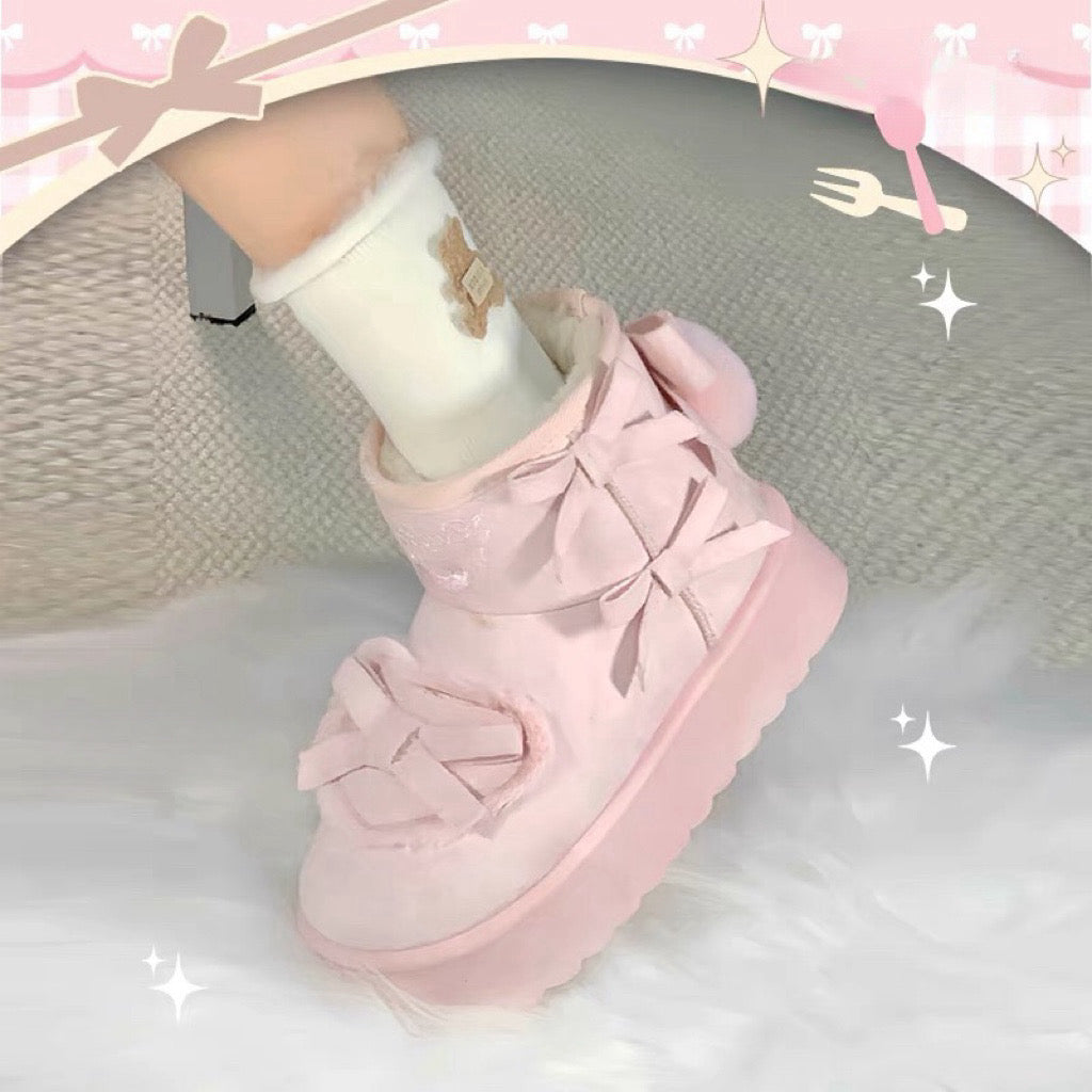 ♡ Plush Heart ♡ - Bow Snow Boots