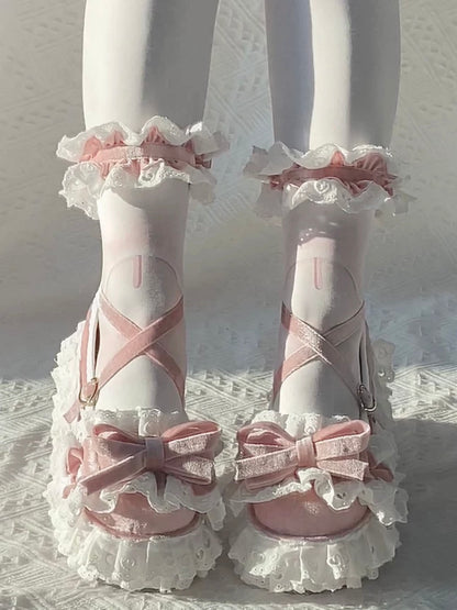 ♡ Doll Box ♡ - Lace-Trimmed Platforms