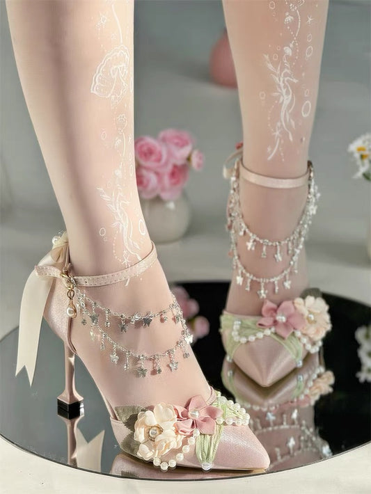 Flower High Heels Paris Wedding Shoes