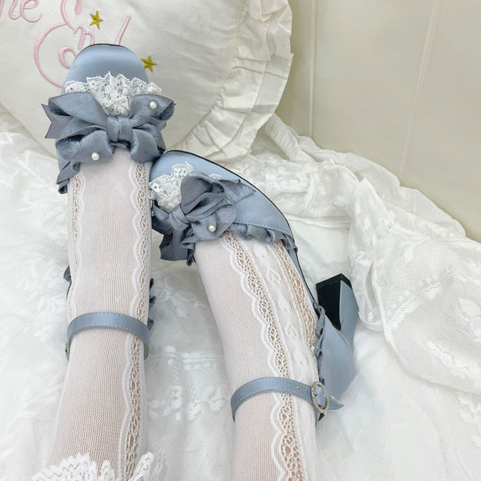 ♡ Moonlit Iris ♡ - Satin High Heels
