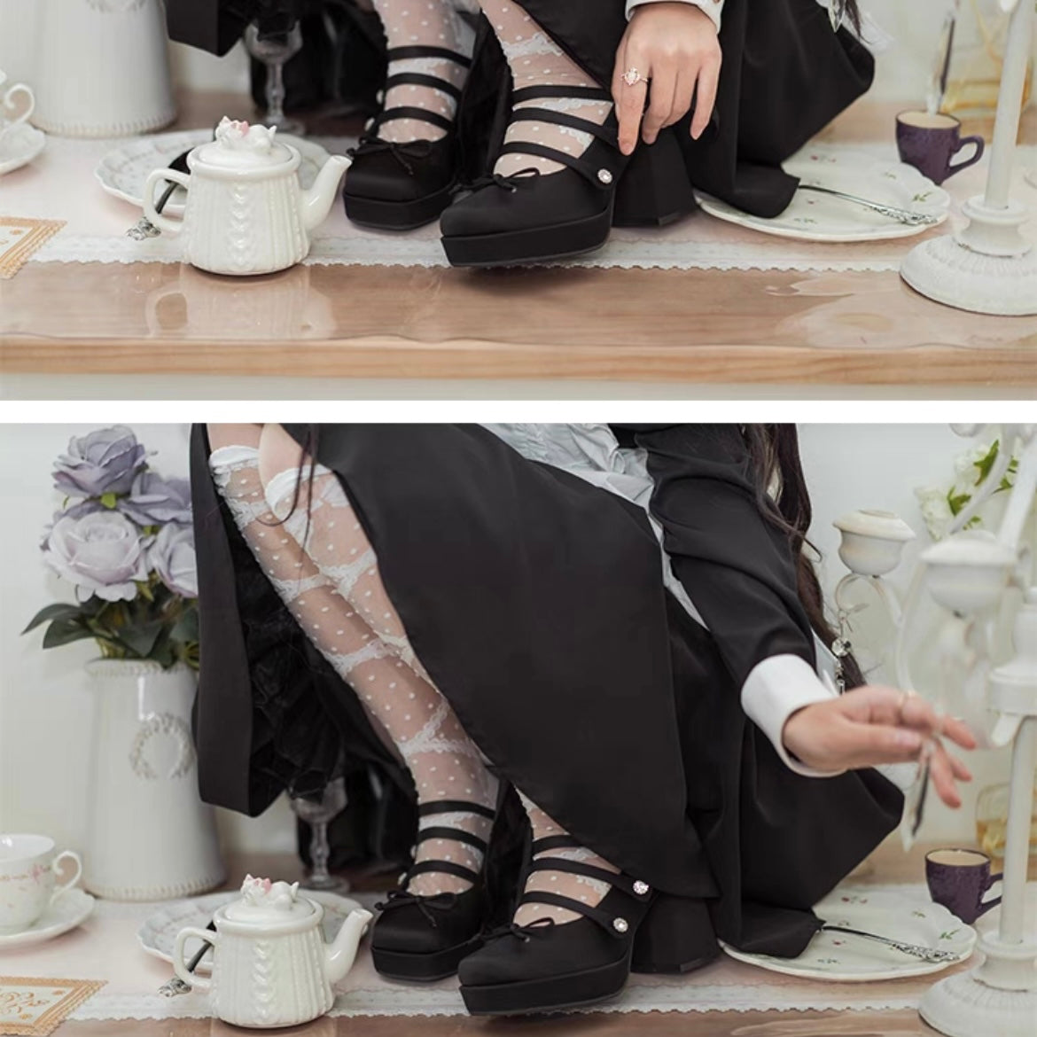 ♡ Полуночный чай ♡ - Атласные туфли на высоком каблуке