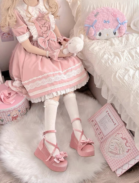 ♡ Sweet Doll ♡ - Бархатные плоские платформы
