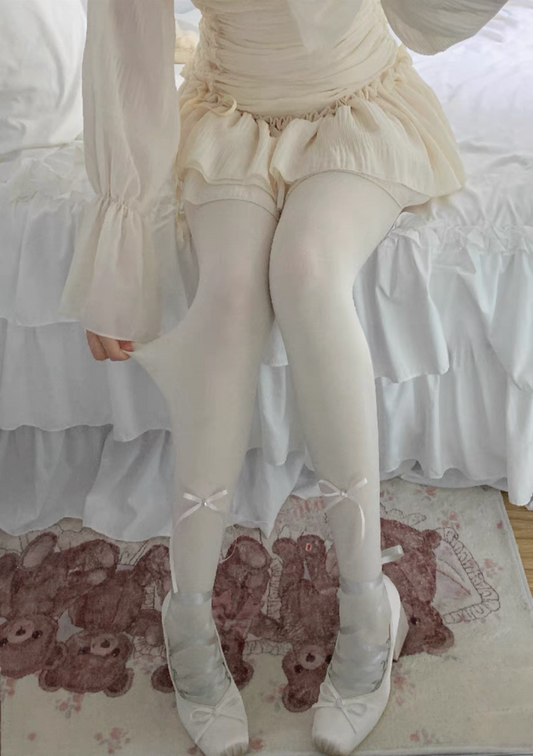 ♡ Milky White Velvet Pantyhose ♡