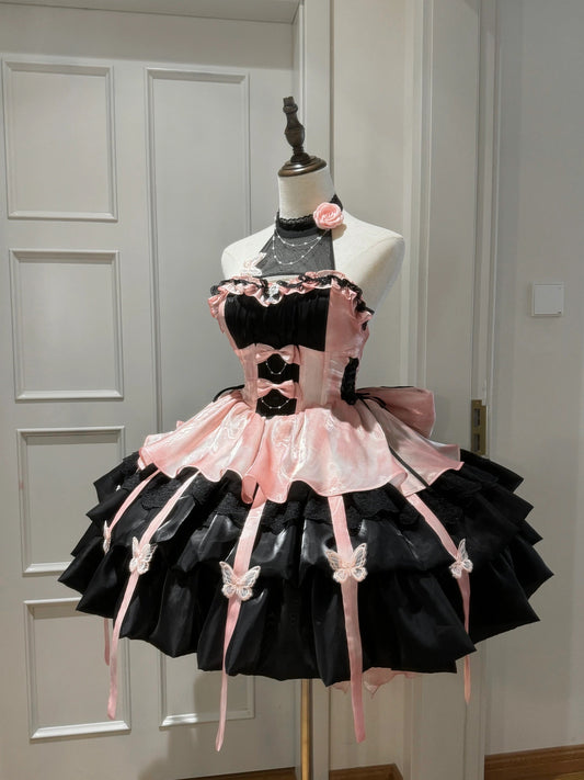 ♡ La promessa d'amore ♡ - Set vestito Dolly nero e rosa
