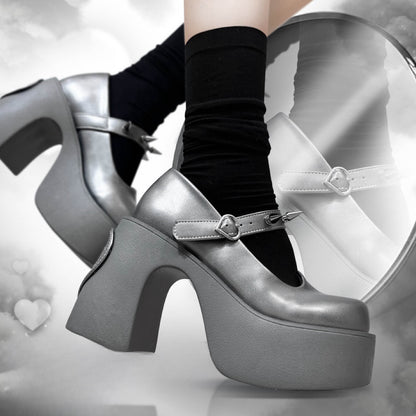 ♡ Heart Mirror ♡ - Dolly Platform Shoes