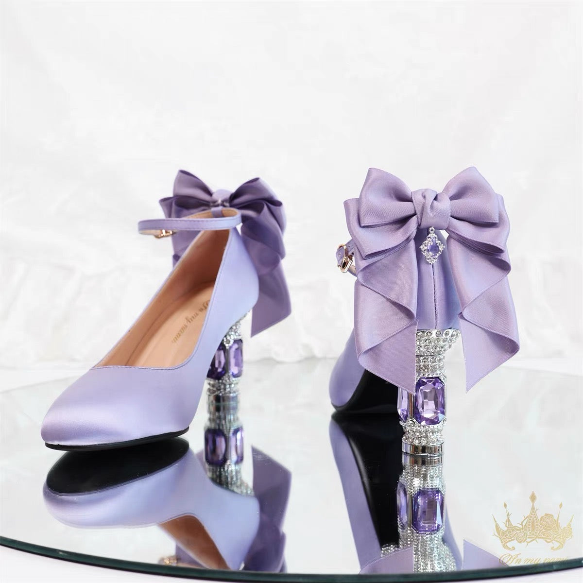 ♡ Inmyname ♡ - Gemstone Bow Leather Heels