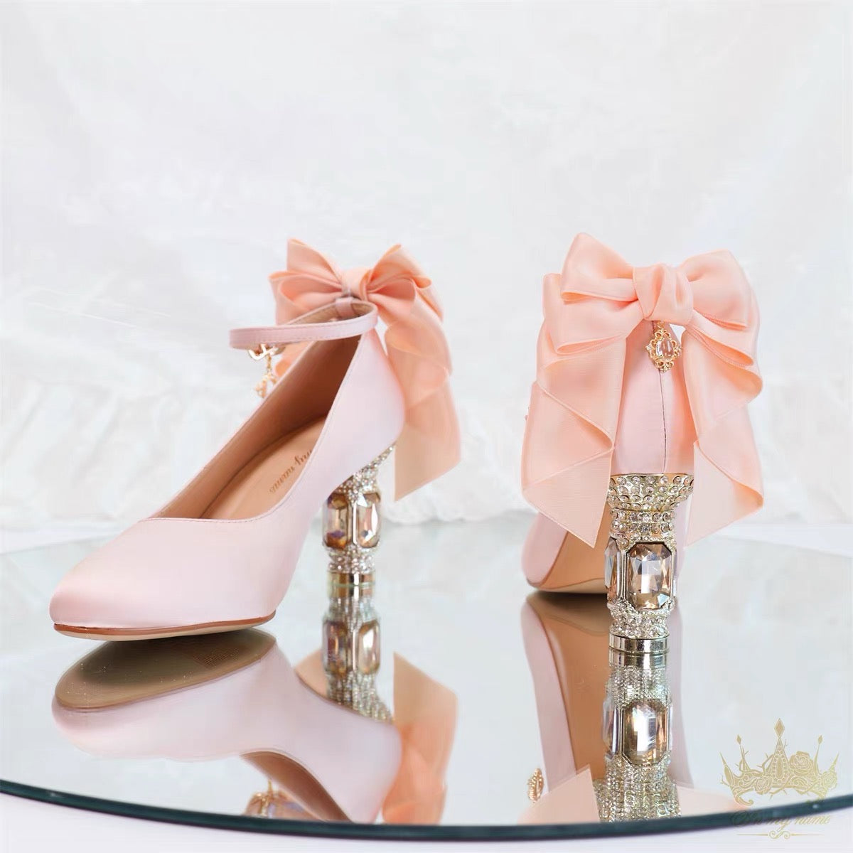 ♡ Inmyname ♡ - Gemstone Bow Leather Heels