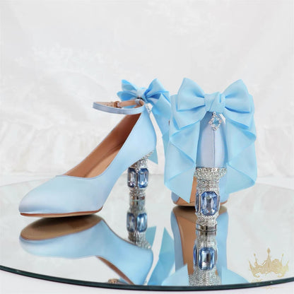 ♡ Inmyname ♡ - Gemstone Bow Leather Heels