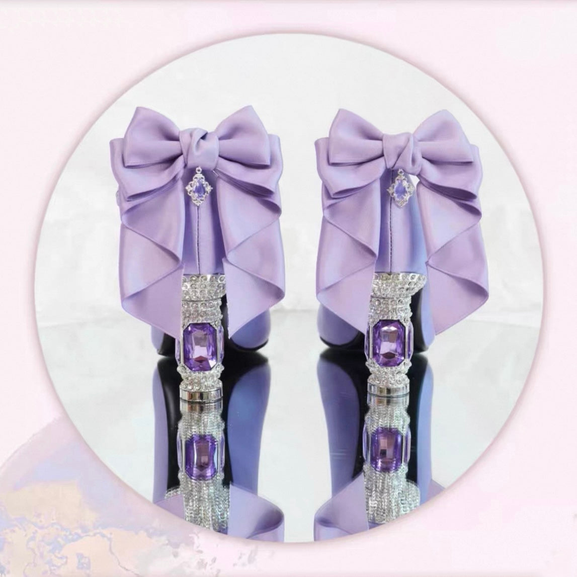 ♡ Inmyname ♡ - Gemstone Bow Leather Heels