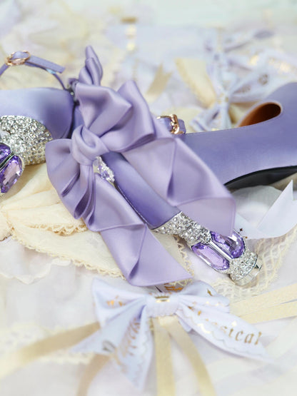 ♡ Inmyname ♡ - Gemstone Bow Leather Heels