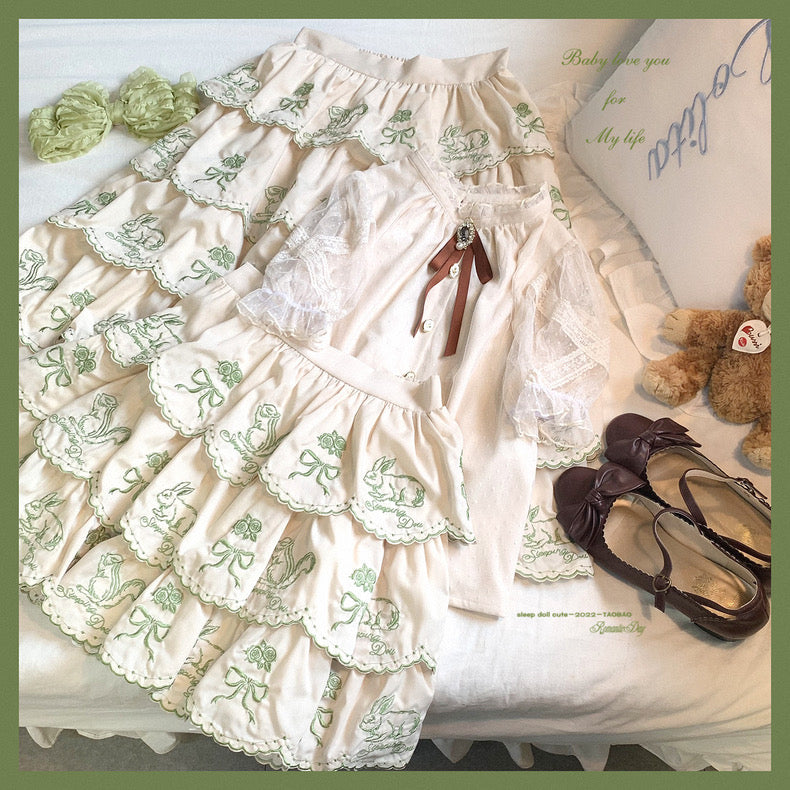 ♡ Многослойная хлопковая юбка с вышивкой Forest Song ♡