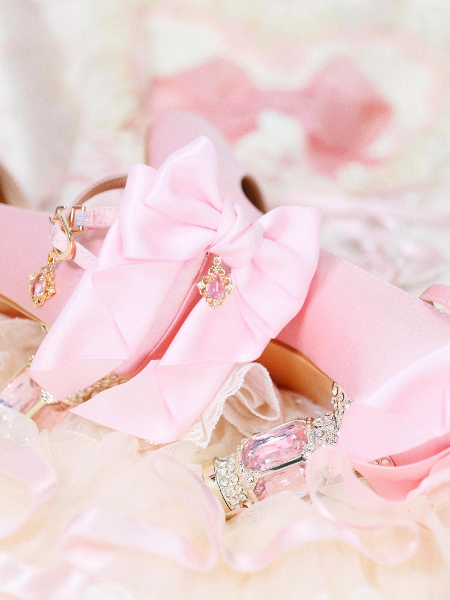 ♡ Inmyname ♡ - Gemstone Bow Leather Heels