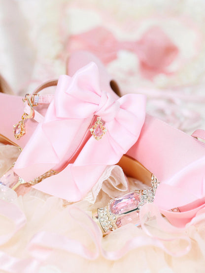 ♡ Inmyname ♡ - Gemstone Bow Leather Heels