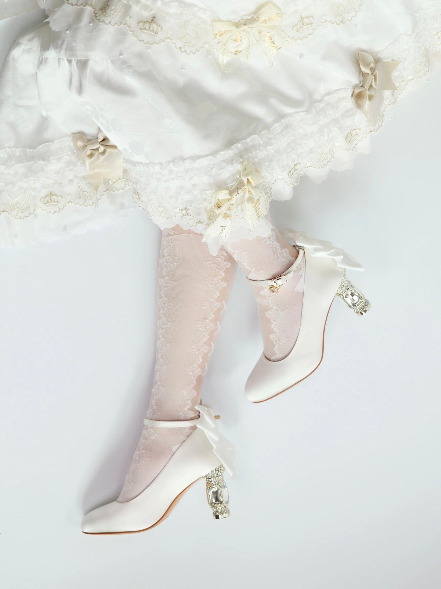 ♡ Inmyname ♡ - Gemstone Bow Leather Heels