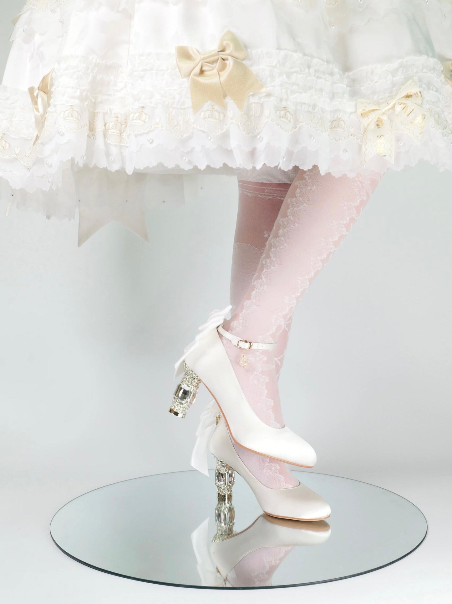 ♡ Inmyname ♡ - Gemstone Bow Leather Heels