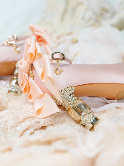 ♡ Inmyname ♡ - Gemstone Bow Leather Heels