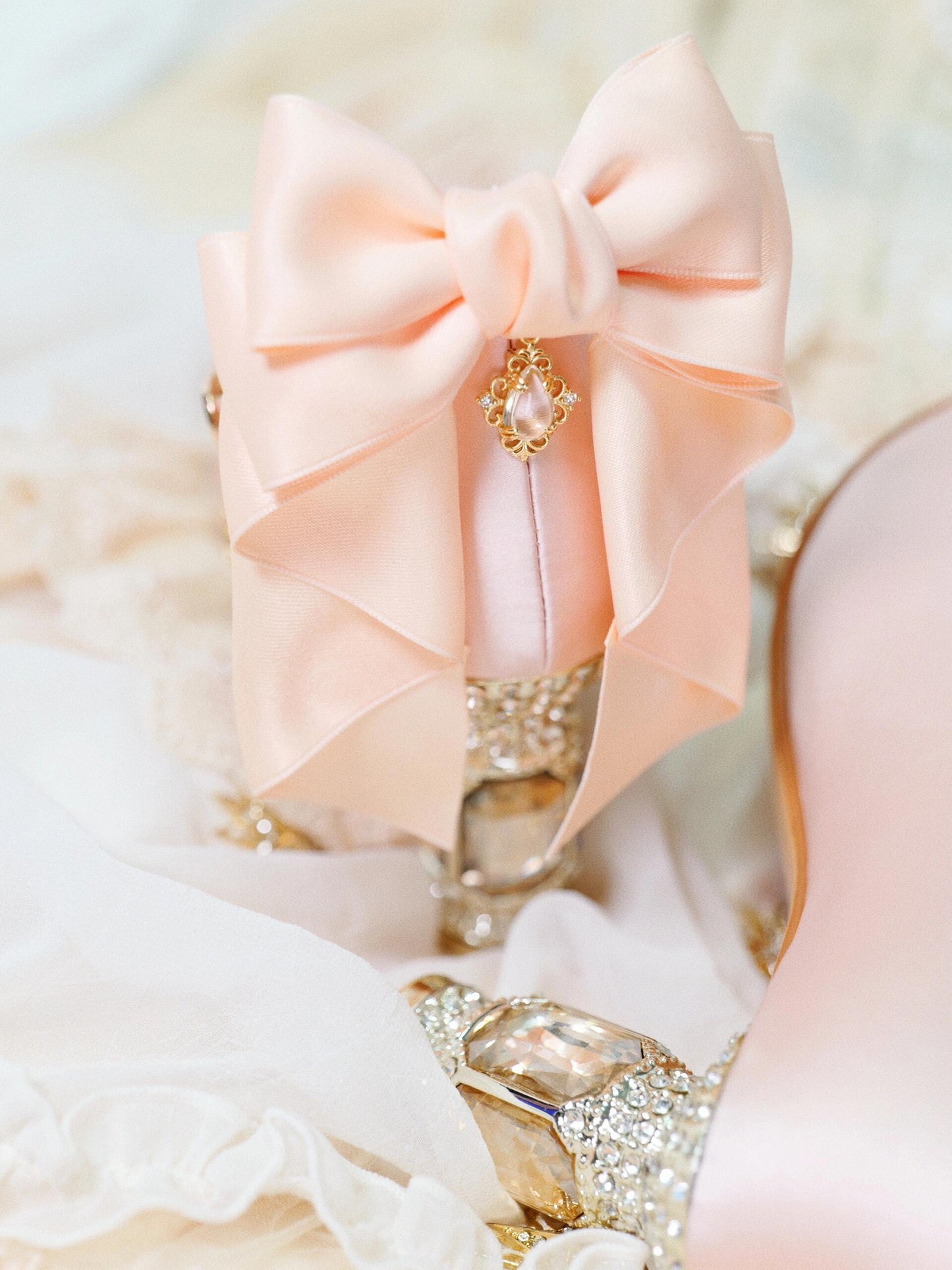 ♡ Inmyname ♡ - Gemstone Bow Leather Heels