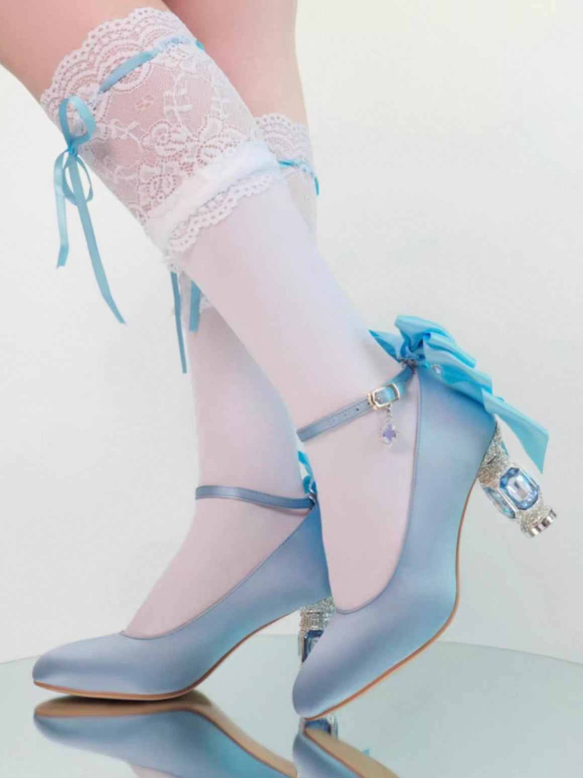 ♡ Inmyname ♡ - Gemstone Bow Leather Heels