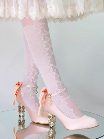 ♡ Inmyname ♡ - Gemstone Bow Leather Heels