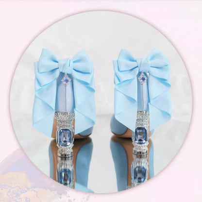 ♡ Inmyname ♡ - Gemstone Bow Leather Heels