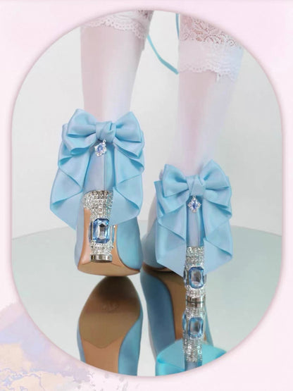 ♡ Inmyname ♡ - Gemstone Bow Leather Heels