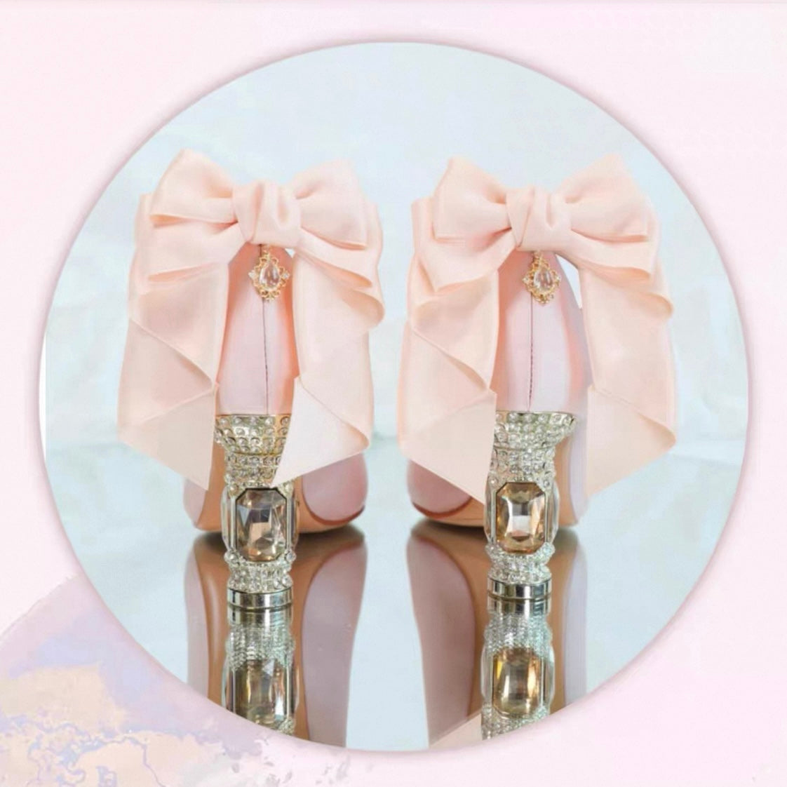 ♡ Inmyname ♡ - Gemstone Bow Leather Heels