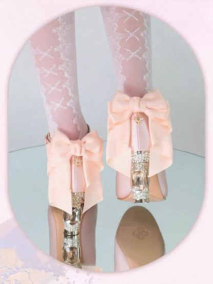 ♡ Inmyname ♡ - Gemstone Bow Leather Heels