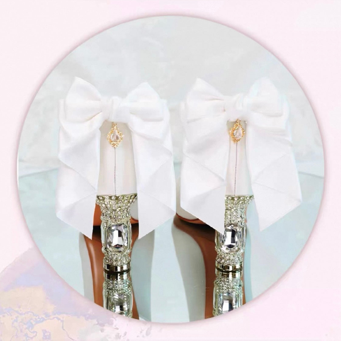 ♡ Inmyname ♡ - Gemstone Bow Leather Heels