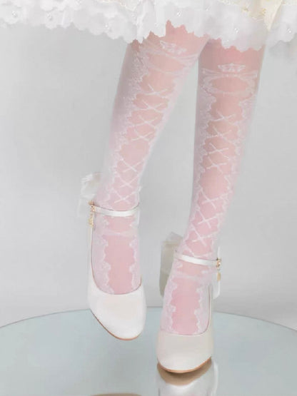 ♡ Inmyname ♡ - Gemstone Bow Leather Heels