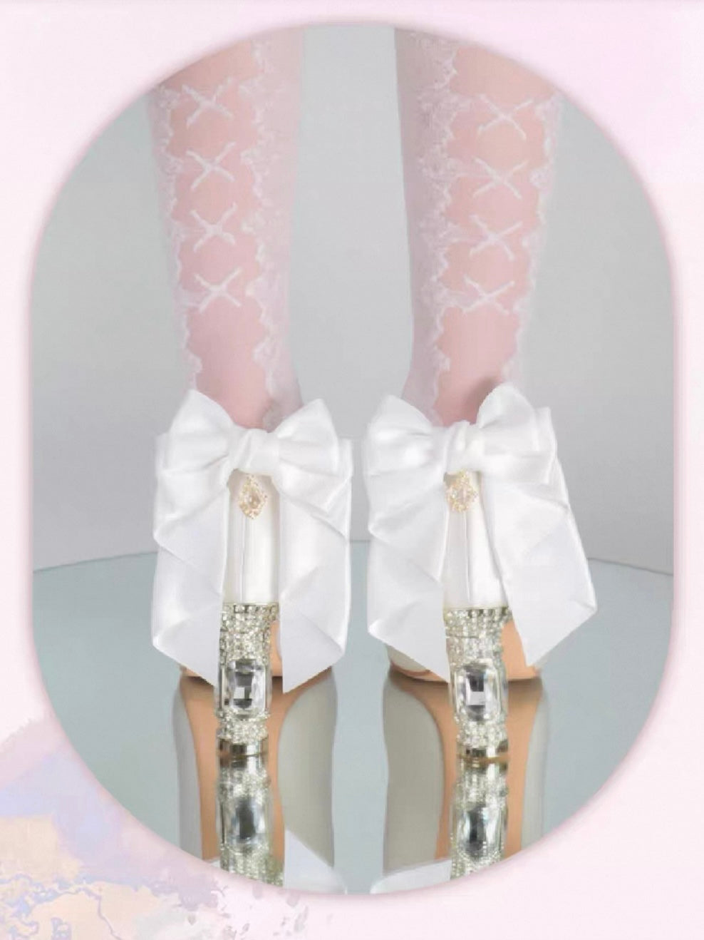 ♡ Inmyname ♡ - Gemstone Bow Leather Heels