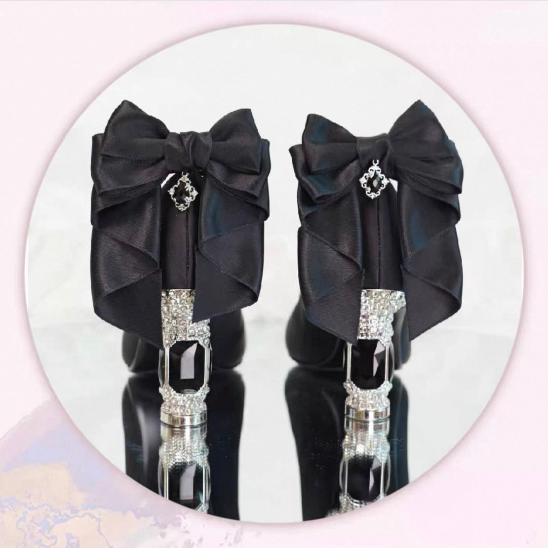 ♡ Inmyname ♡ - Gemstone Bow Leather Heels