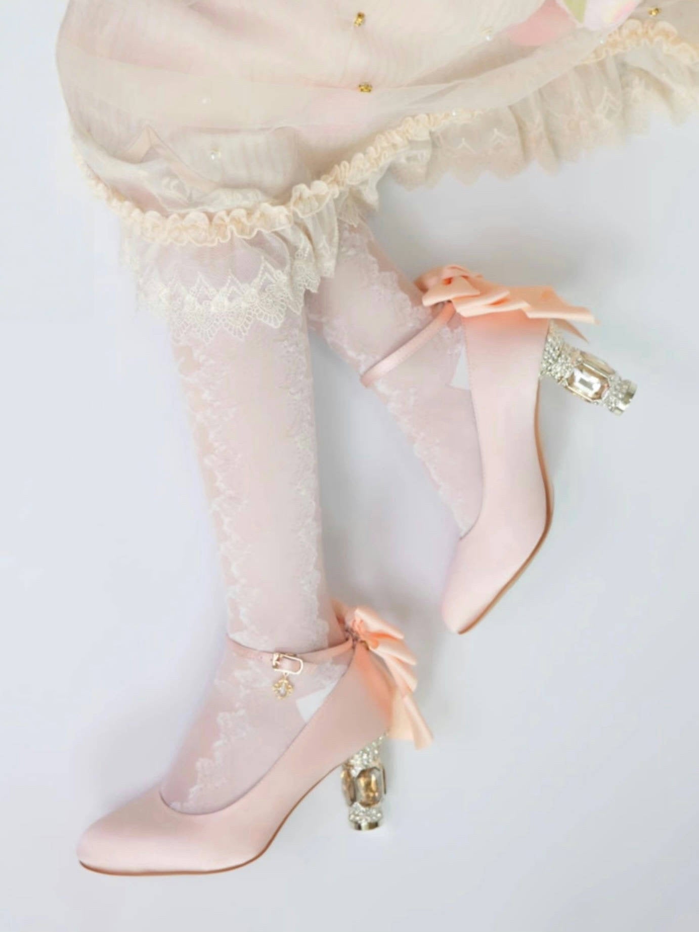 ♡ Inmyname ♡ - Gemstone Bow Leather Heels