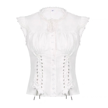 Spring Tea Mist Tie-Front French Shirt