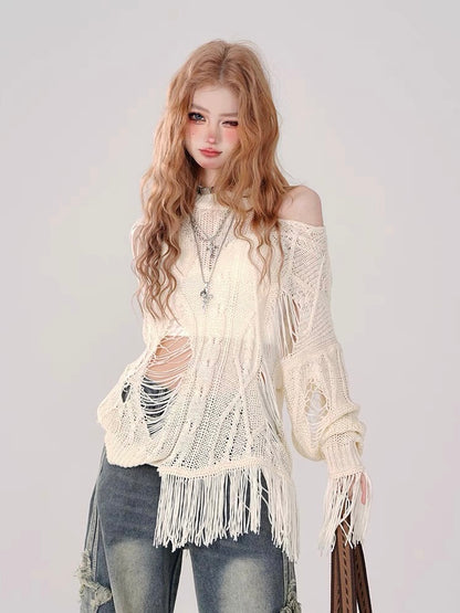 Rebellious Girl Hollow Knit Cover-Up Set