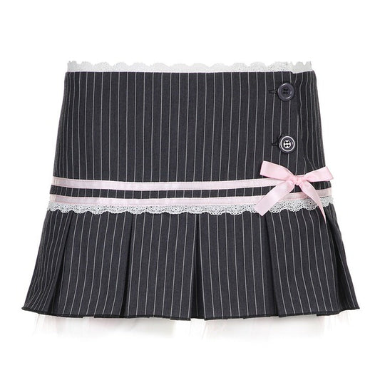 Pinstripe Coquette Micro-Mini Skirt