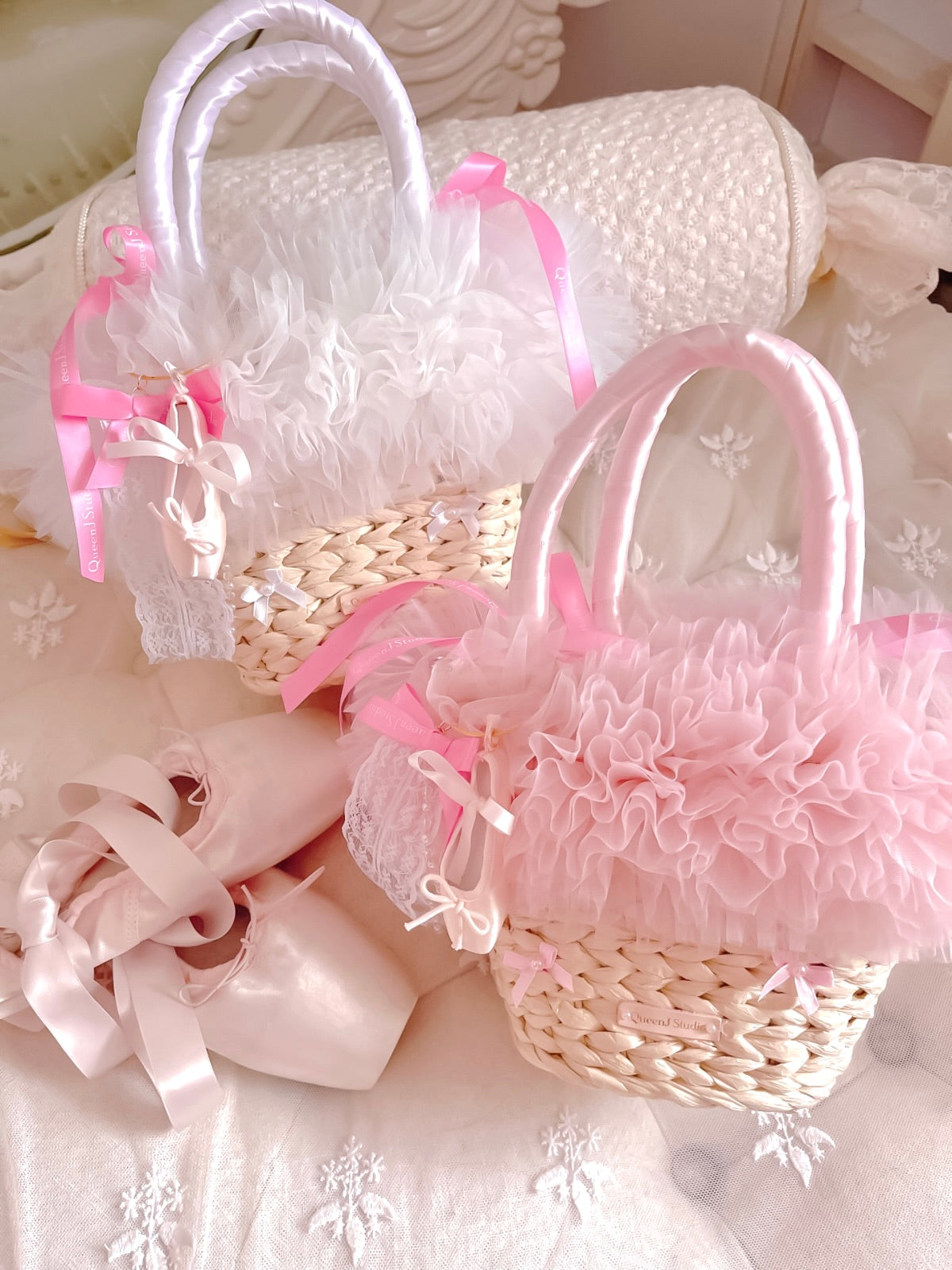 ♡ Fairy Floss ♡ - Соломенная сумка с рюшами Ballet